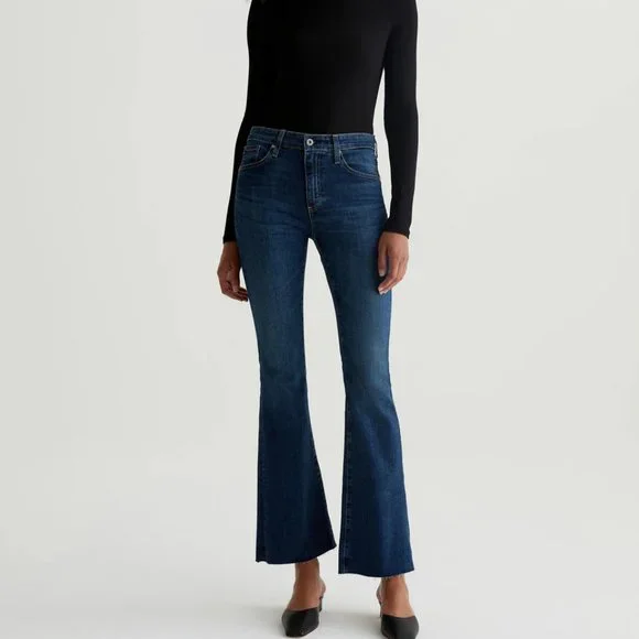 NEW AG Jeans Farrah Unhemmed Bootcut Denim Jeans - High Rise in Indigo 252 - Picture 3 of 9